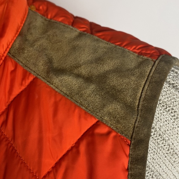 Ralph Lauren Sport Orange Quilted Suede Leather Zip Front Vest Women's Size M - Picture 10 of 10